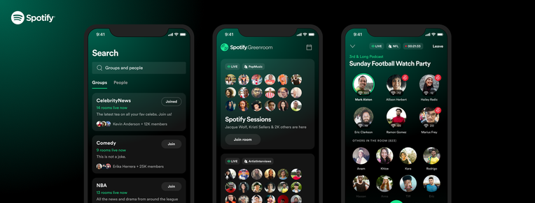 Spotify’s Clubhouse rival, Greenroom, tops 140K installs on iOS, 100K on Android